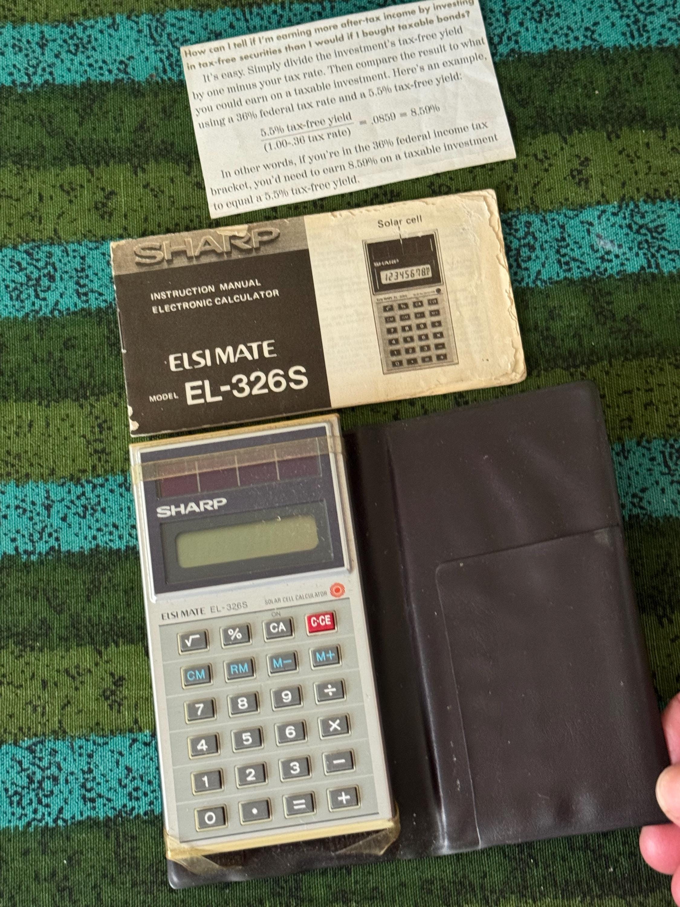 Vintage SHARP Elsimate EL-326S Solar Cell Calculator With Manual