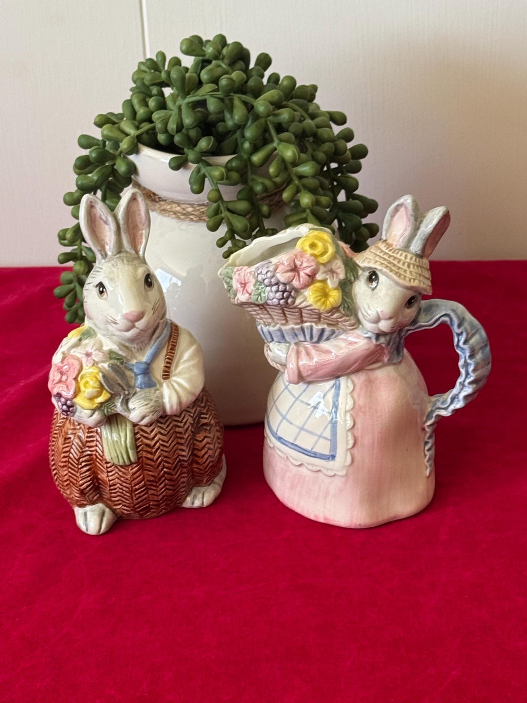 1989 Fitz and Floyd Bunny Hollow Ceramic Bunny Rabbit Creamer and Sugar ...
