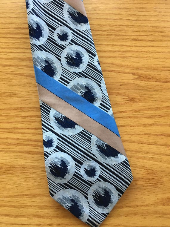 1960's Mens Wide Textured Diagonal Striped Blue and Black | Etsy