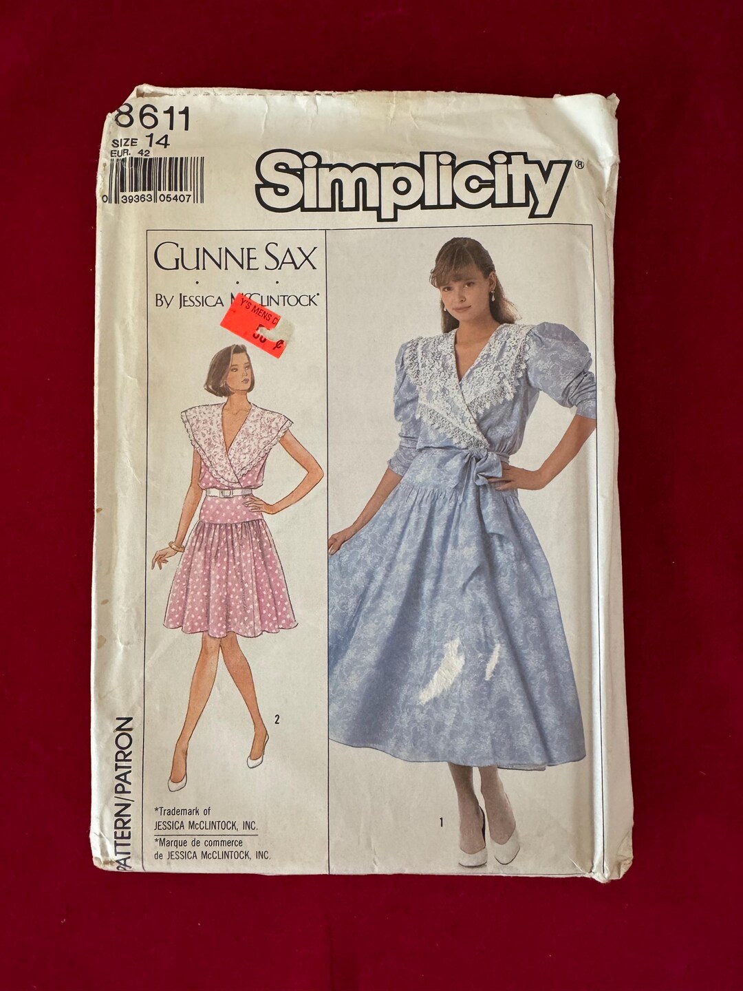 Simplicity 8611 Gunne Sax Sewing Pattern Misses Wide Collared Dress 
