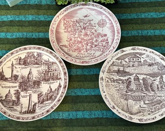 Vintage Vernon Kilns Souvenir Plates 10 1/2”~ Maryland souvenir plate, Missouri souvenir plate, Pennsylvania souvenir plate U PICK