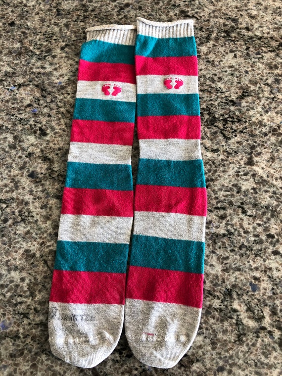 Vintage 1970's Hang Ten Pink, Green & Gray Stripe… - image 1