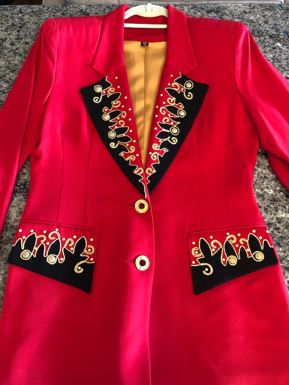 1980s Women's Red High Point Blazer Jacket With Go