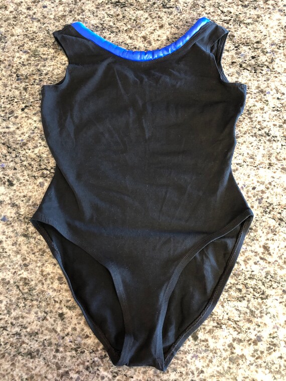 Vintage 1980s Tickets CA Black Thigh High Leotard