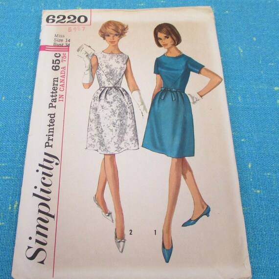 1965 Simplicity Sewing Pattern 62 Misses One Piece Dress Etsy