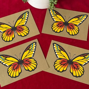 4 Vintage Schmetterlings-Postkarten, orange, von Hallmark BM 784-0