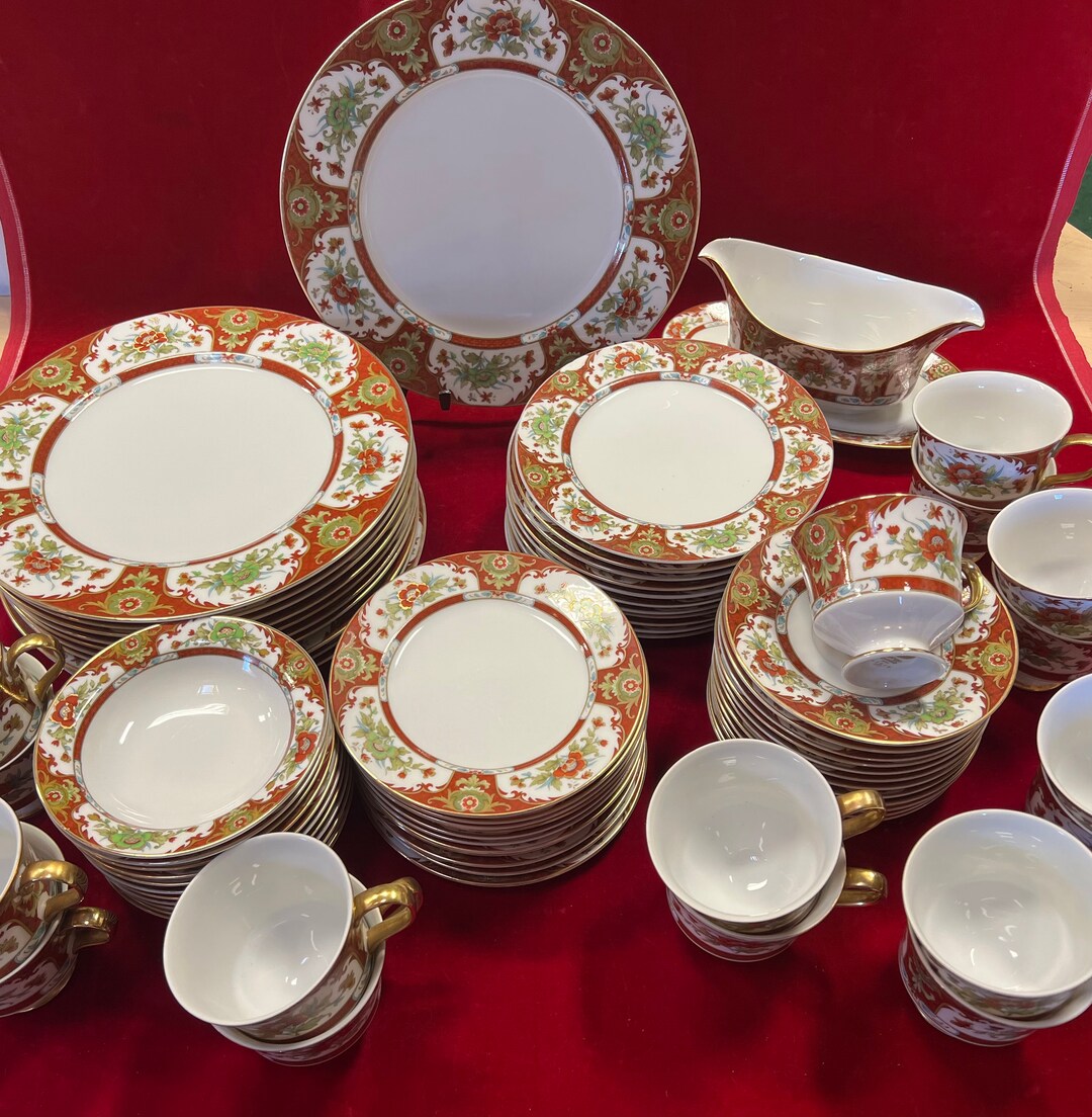 Vintage Sango KYOTO 12 5 Piece Place Settings Plus Gravy Boat & 12