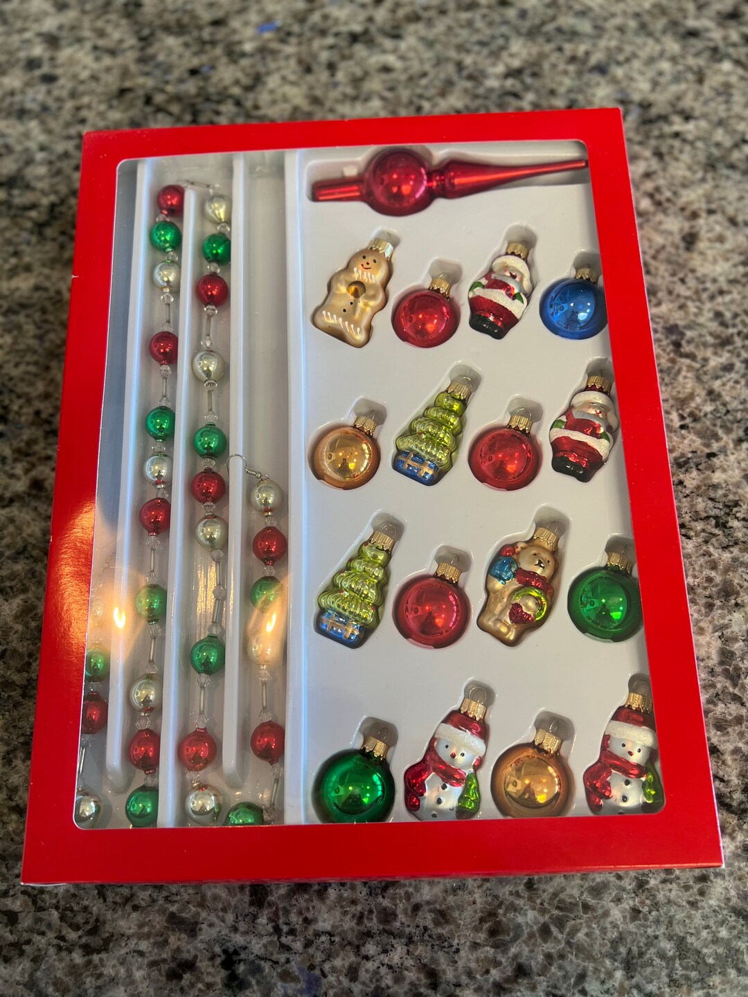 NIP Northlight Feather Tree Mini Tree Christmas Glass Ornament Set With