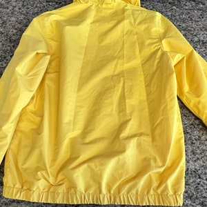 Members Only Bright Yellow Hoodie Windbreaker half Zip Front with Checkered Drawstring Size S sailing windbreaker, Members only windbreaker image 4