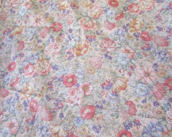 Vintage JOAN KESSLER  for Concord Fabrics Pink, Blue and Green Floral Cotton Fabric, 45"W x Price Per Yard; cotton floral fabric