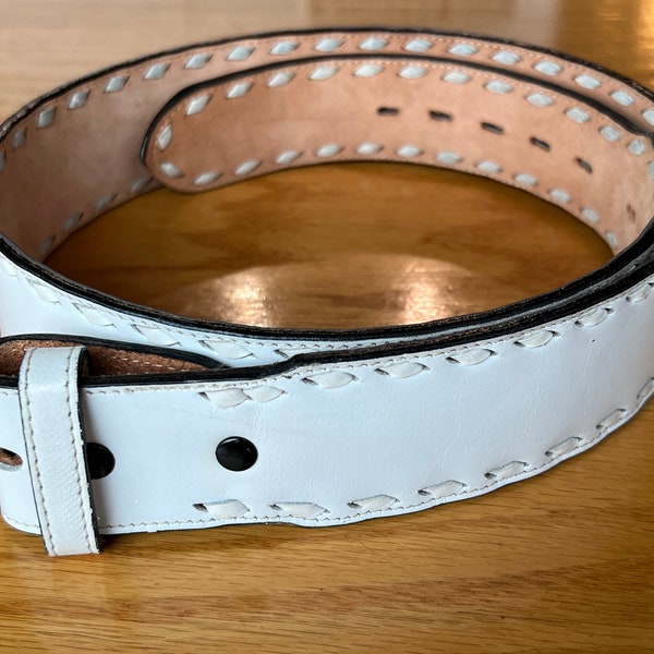 Vintage NOS Tony Lama White Braided Leather Unisex Belt Size 34 No 48605-White leather belt, Tony Lama belt, braided belt