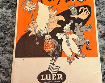 RARE 1952 Halloween Weeny- Witch Party Book from Luer Quality Meats by Visking Corporation with Halloween masks, and party ideas~  Halloween