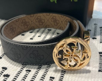 ✨️Guess Leathet Tan Belt with Round Logo Buckle Vintage GUESS Brown Leather Belt - Roller Buckle & Metal Logo - Size  main image 4