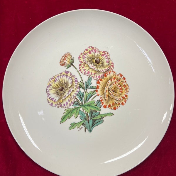 RARE Antique Copeland Spode "Ranunculus" Flowers 9" Plate Signed A Bell from Fortnum & Mason~ flower garden lover plate, gardener gift