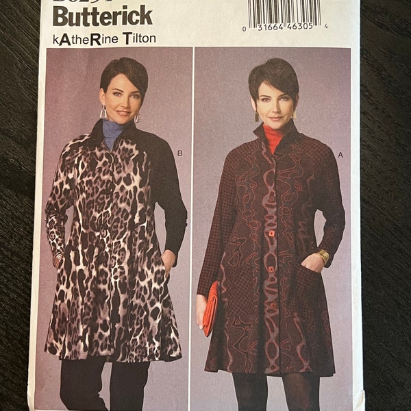 Butterick Sewing Pattern 6254 Kathe Rine Tilton Misses Short Semi Fitted Coat Jacket Size 4-14 Uncut- short coat pattern, swint coat