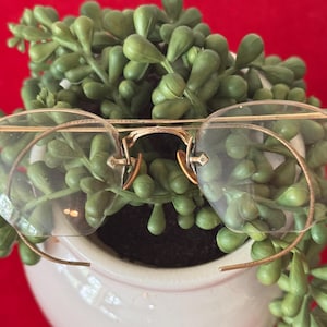 Antique Bausch & Lomb GOLD Rimless Spectacle Eyeglasses 1/10 12 K GF Frames 140 in Case ~ Antique spectacles, spectacle eyeglasses,