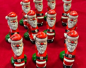 Vintage Set of 11 Ceramic Paint your Own Santa Claus Christmas Napkin Rings- Santa napkin rings, Santa Claus napkin rings, holiday napkin