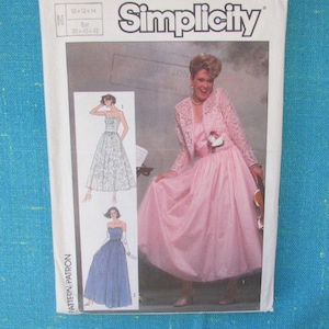 1986 Simplicity Sewing Pattern 7420 Misses Evening Dress in 2 Lengths & Short JacketSize 10-14, cut; formal dress, mother of the bride dress