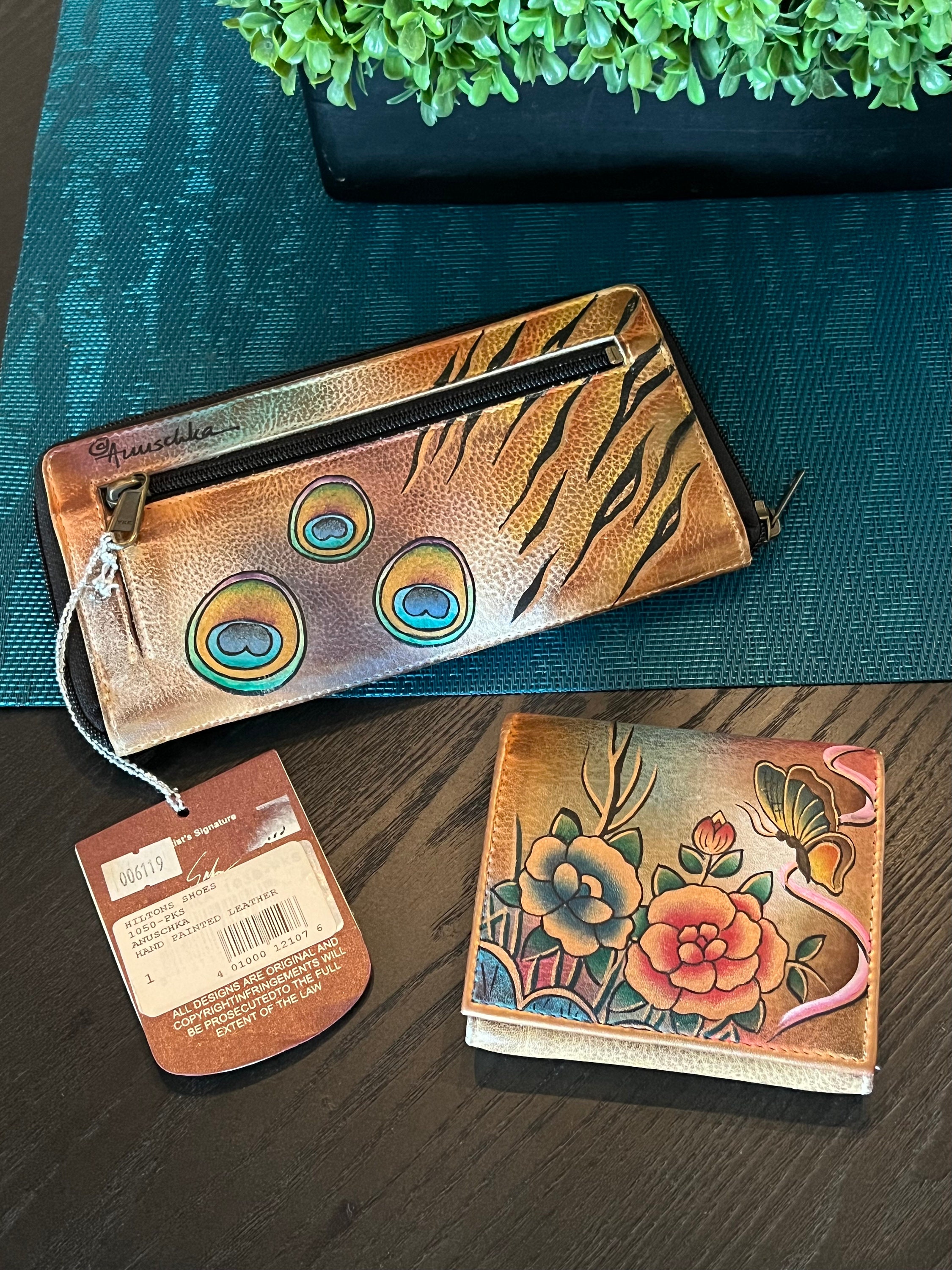 Hand Painted Leather Coin Purse Wallet Cardholder - #18 – Audra Style