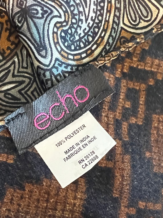 Echo Black and Brown Paisley Large Polyester Scar… - image 3