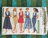 1990 Butterick 4867 Sewing Pattern Misses Jumper or Culotte Dress Deep Scoop Neck with Blouse Size 6-14 Uncut- short romper pattern