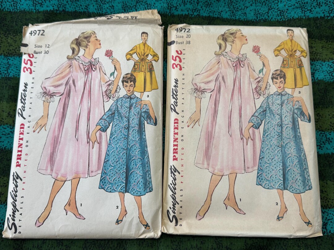1950's Simplicity Sewing Pattern 4972 Duster Negligee Housecoat (size ...