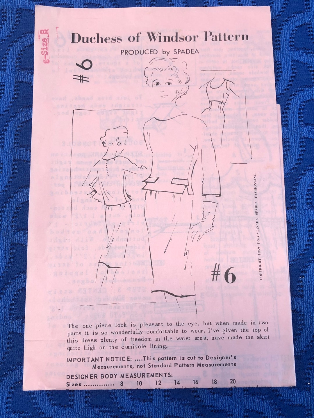 RARE 1960'S Duchess of Windsor by Spadea Sewing Pattern No - Etsy