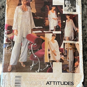 1996 Vogue Attitudes Sewing Pattern 1510 Misses Tom & Linda Platt Evening Ensemble Top, Pants, jacket Size 12-16 Uncut- evening suit