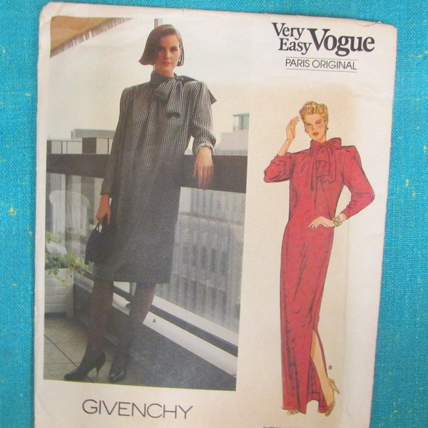 1990s Vogue Sewing Pattern 1309 GIVENCHY Misses Very Loose Fitting Dress Evening Dress, Size 12, Cut; 1990s designer dress, evening gown