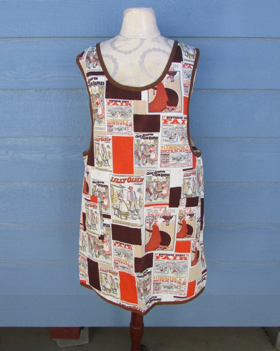 Vintage Brown & Orange Lily Olsen Hunterdon County Fair Print Handmade  Cotton Floral Smock Apron W 2 Pockets grandma Apron, Pullover Apron - Etsy