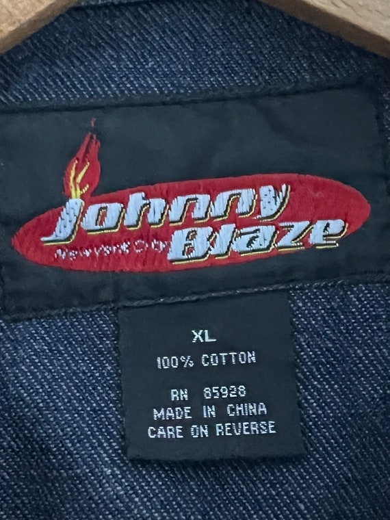 Johnny Blaze Mens Oversized Denim Jacket Size XL With Broken