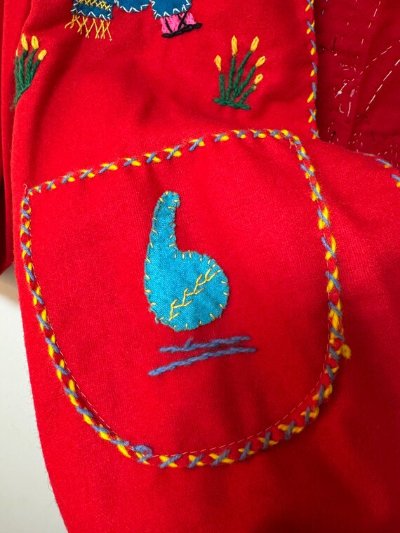 1940s Mexican Souvenir Jacket Red Wool Embroidere… - image 4