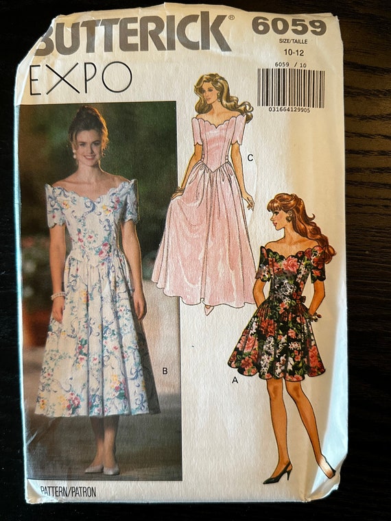 1992 Butterick 6059 Sewing Pattern Misses Romantic off the Shoulder Prom  Dress Evening Dress Drop Waist Size 10-12 Uncut RARE~ 90s Prom - Etsy