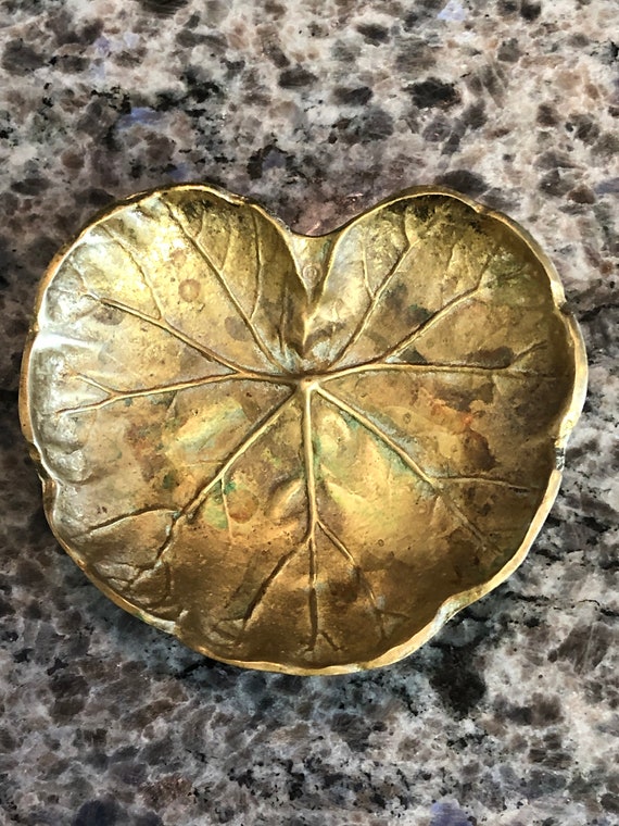 Vintage Virginia Metalcrafters Brass Lotus Leaf o… - image 2