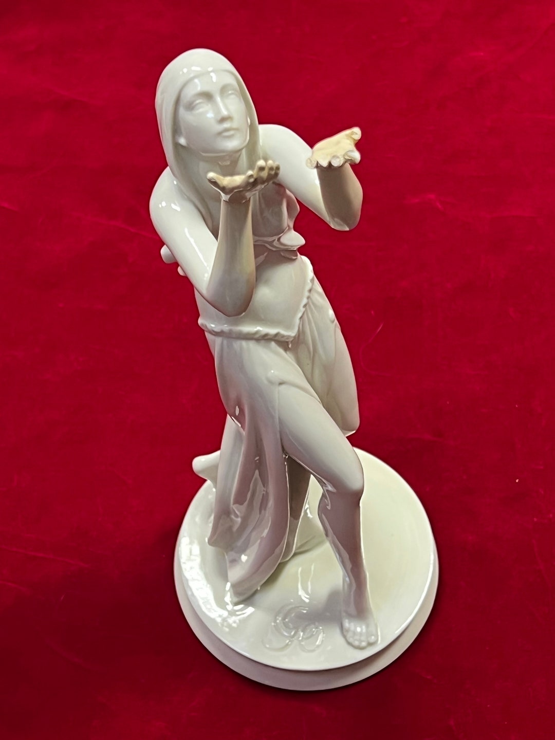 Figurine Rosenthal Art Déco Danseuse De Prière Par Gustav Oppel, 1927, 21cm