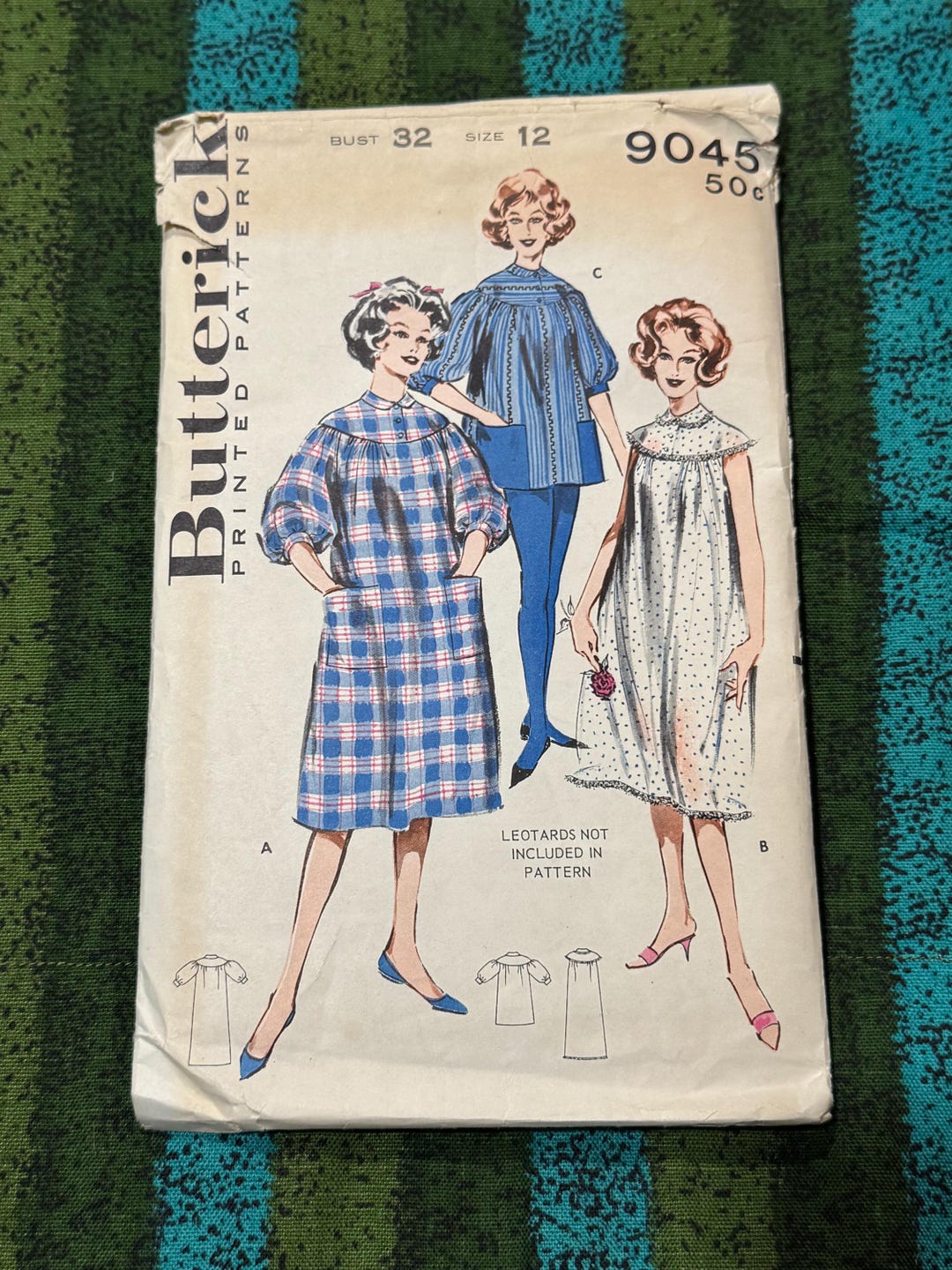 1950s Butterick 9046 Sewing Pattern Misses Round Yoke Pajamas ...