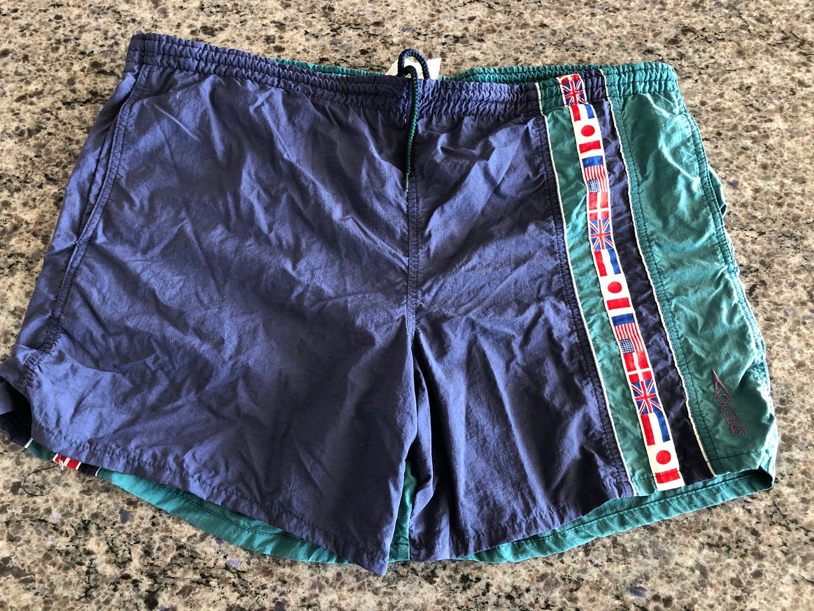 1980's Mens Speedo Color Block Blue and Green Nylon Swim | Etsy