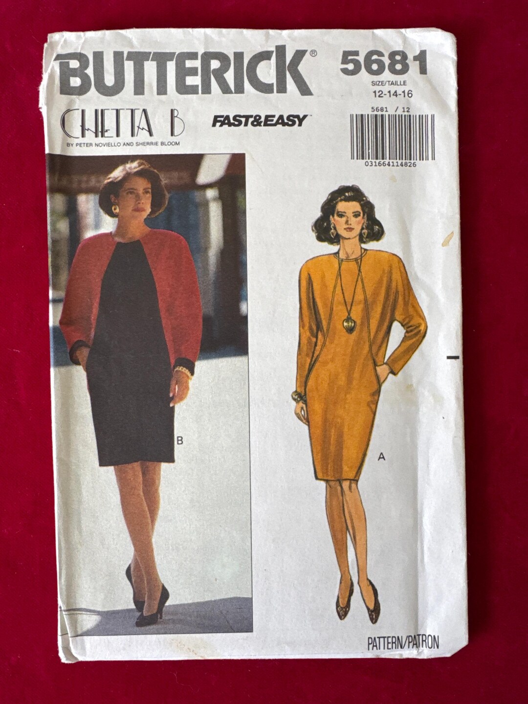 1991 Butterick 5681 CHETTA B Sewing Pattern Misses Long Sleeve Loose ...