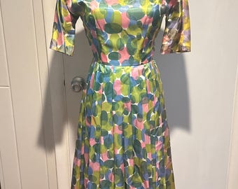 1950’s La Veda's Pastel Polka Dot Fit N Flare rockabilly dress size 2-4 by-pinup dress, rockabilly dress, polka dot dress