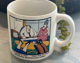 1980 Gary Larsen Far Side Ceramic Coffee Mug "That Settles it Carl" Coffee Mug- funny Gary Larsen mug, office gag gift,  Far Side