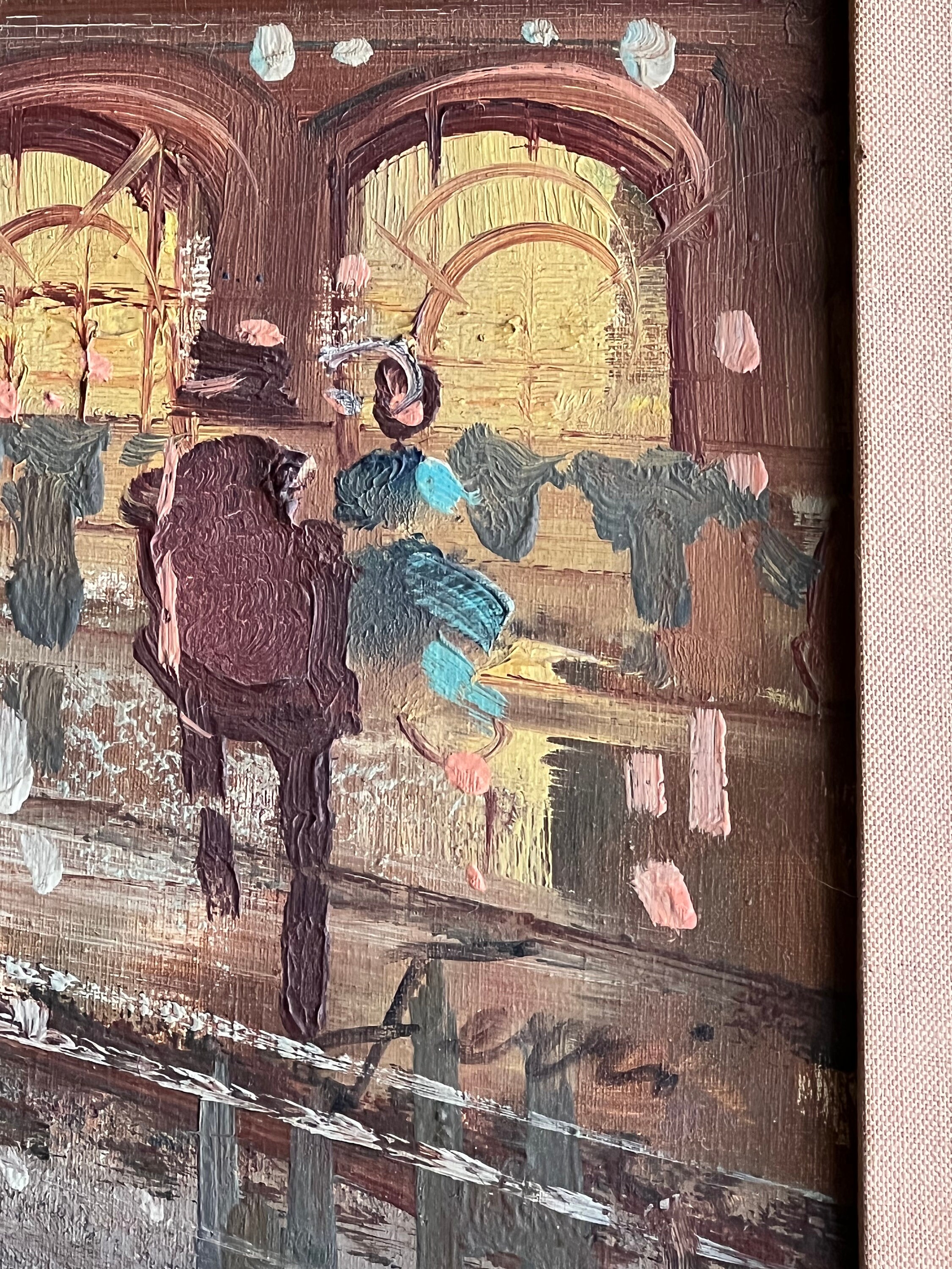 MCM Large FERRI Signed Impressionist Paris Street Scene Oil