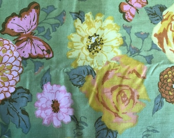 Vintage 1980's Bloomcraft Soft Pastel Floral Medium Weight Cotton Upholstery Fabric w/Butterflies 26" w x PRICE PER YARD~ Bloomcraft fabric