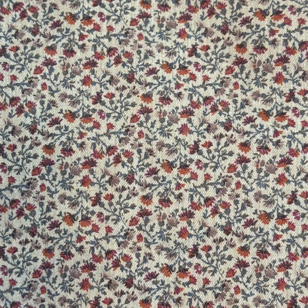 Vintage Beige w/Rust Orange Mini Floral Soft Brushed Rayon Fabric by Cranston Print Works 45" W X 20" long~ tan floral rayon fabric