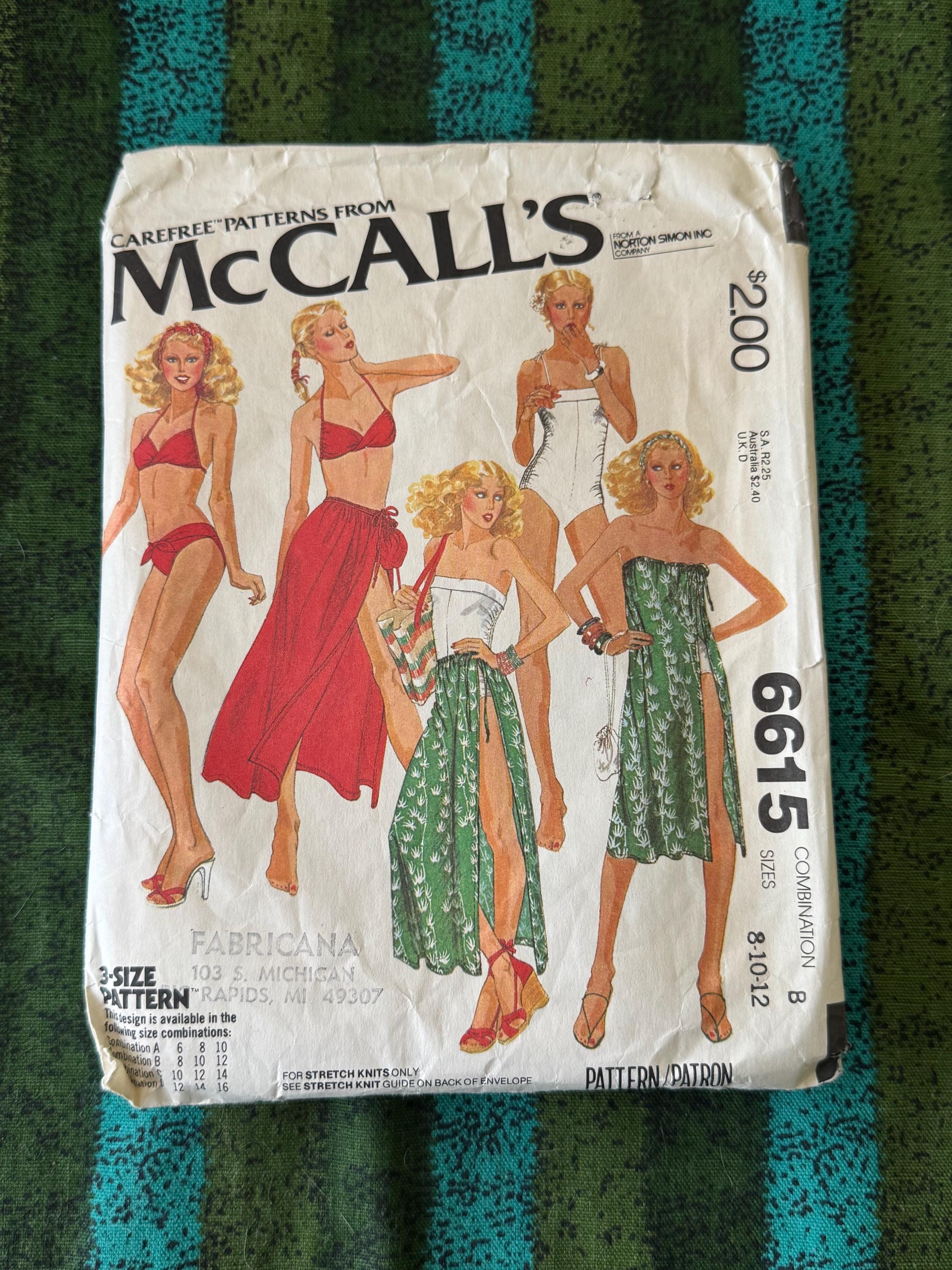 1975 Mccalls 6615 Sewing Pattern Misses Ruched One Piece Swimsuit ...