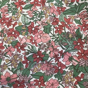 Vintage Liberty of London Tana Lawn Pink & Green Floral Fabric, 36&quot; W x Price Per Yard; cotton lawn floral fabric, shirt fabric