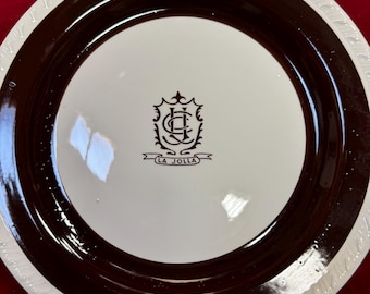 Vintage LA JOLLA Country  Club San Diego CA Restaurantware Dinner Plate by Jeanette China Vitrified 16-58 11 1/2” w- restaurant china
