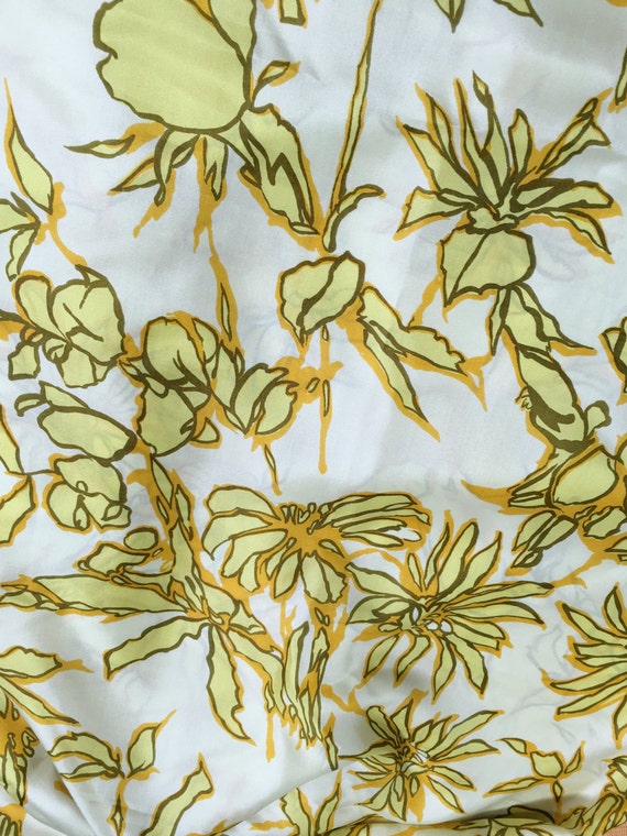 Vintage Yellow Silk Floral Fabric from City of Paris San | Etsy
