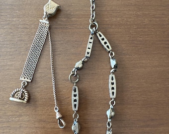 Lote de 2 llaveros y cadenas de reloj antiguos chapados en oro de Simmons - reloj antiguo, coleccionista de relojes