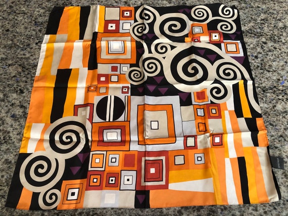 Frey Wille Modern Abstract Square Silk Scarf in Bl