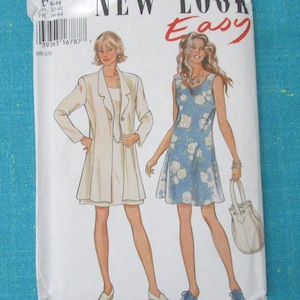 1995 New Look Sewing Pattern 6355 Misses Sleeveless A-Line Dress with Matching Jacket Size 6-16 Uncut- 1990s dress and jacket, summer dress